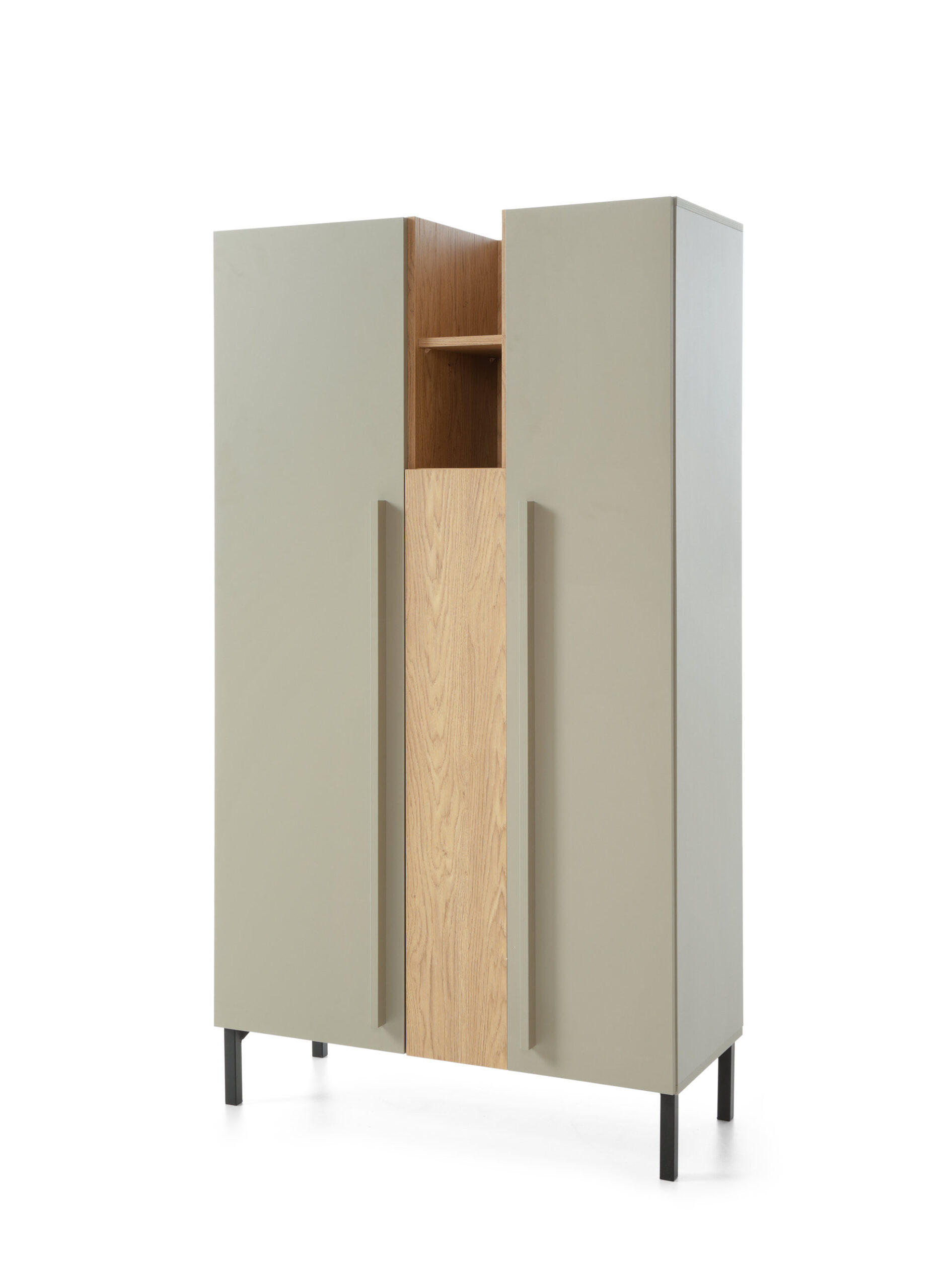 KOMMODE Sinus in Eukalyptus, Eiche & Schwarz Hochkommode - Grün, Holzwerkstoff (80/200/120cm)