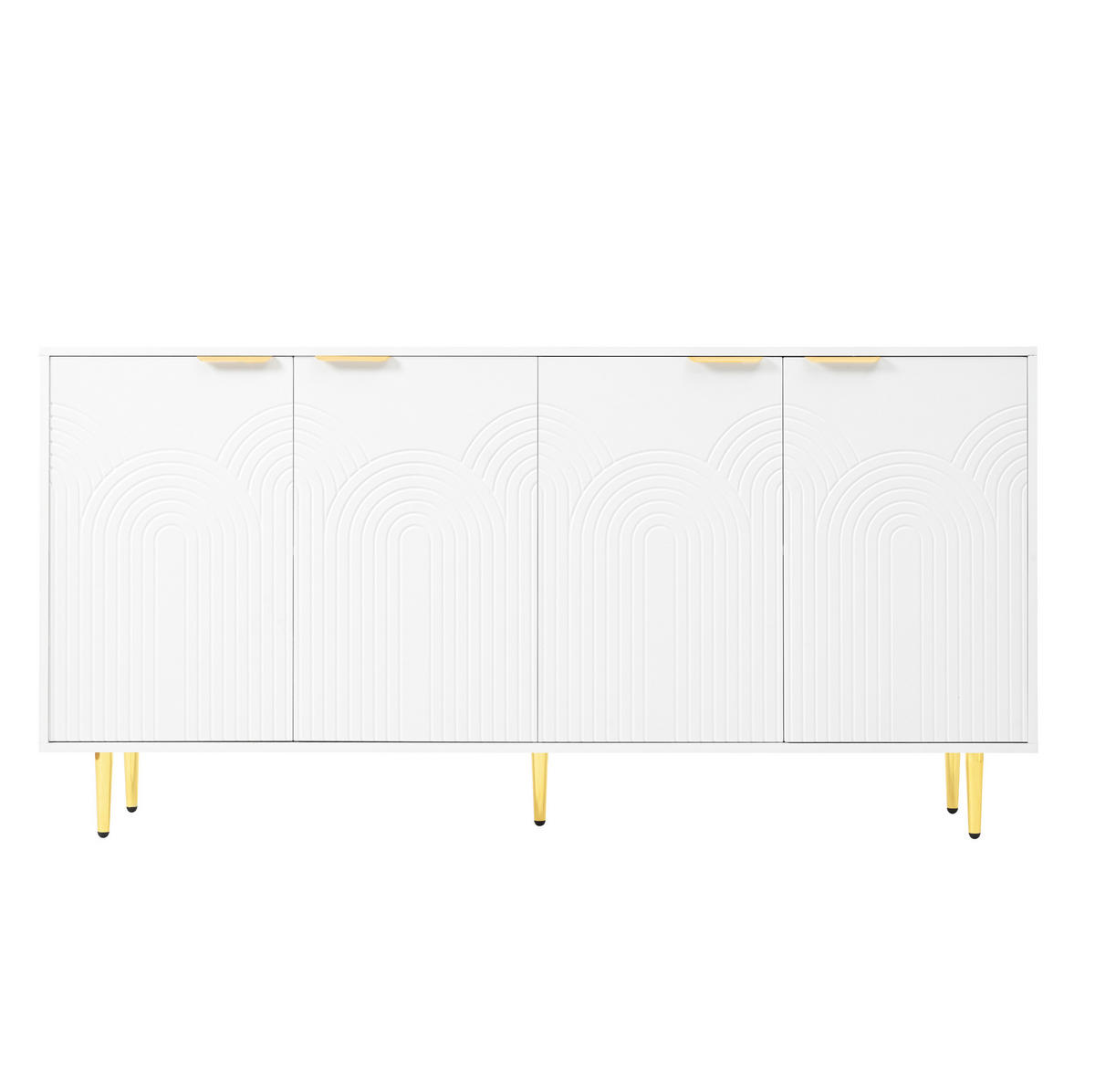 SIDEBOARD 160/40/80 cm in Weiß mit 4 Türen und verstellbaren Einlegeböden - Weiß, Holzwerkstoff (160/80/40cm) - Flora Grace