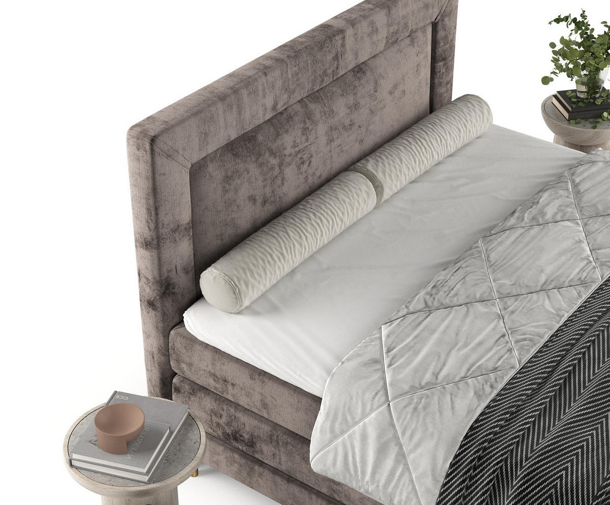 BOXSPRINGBETT Madame Braun 160/200 cm mit Matratzen und Topper - Schwarz/Braun, Holz/Holzwerkstoff (160/200cm) - Maison de Reve