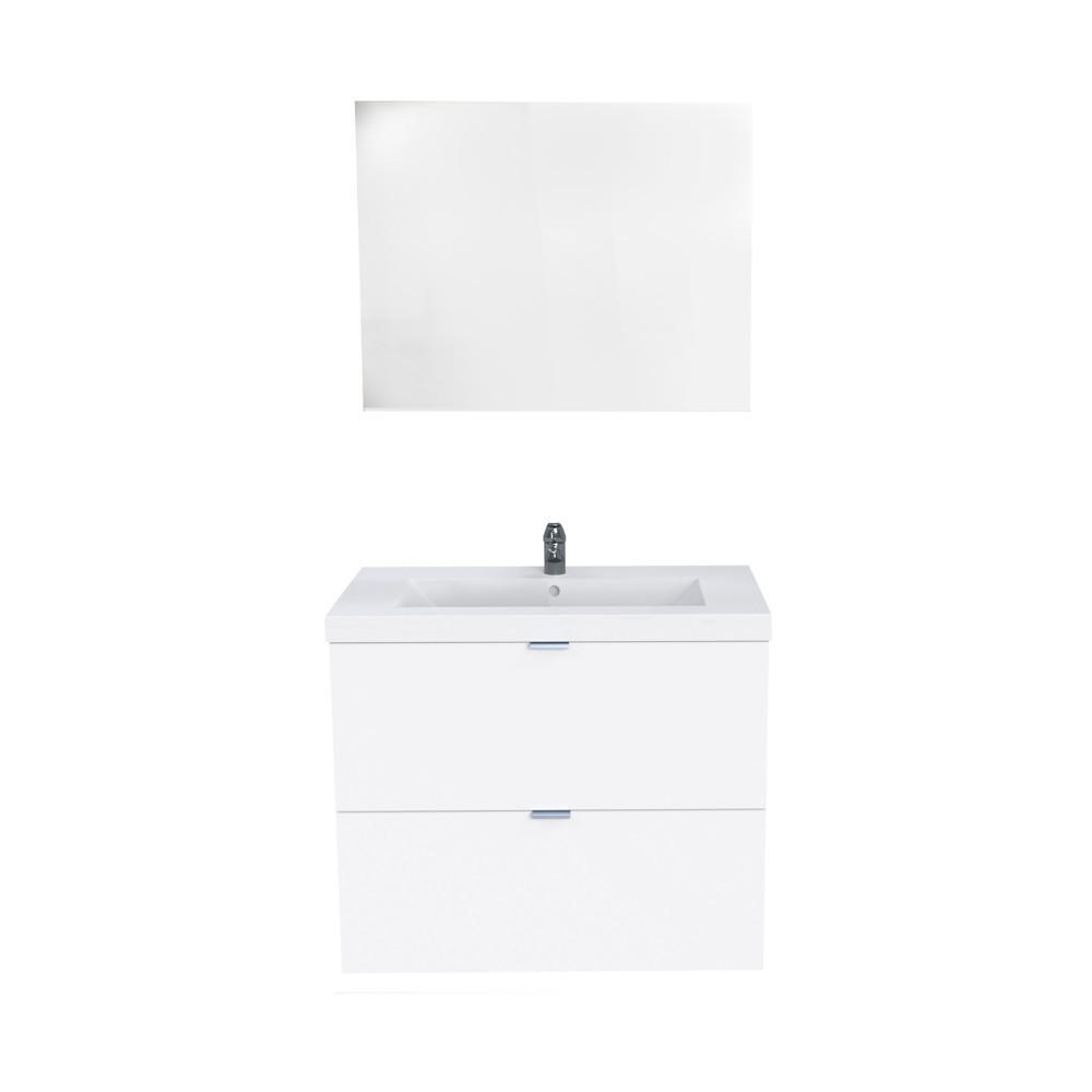 MÖBELSET MALAGA 80 cm + Waschbecken + Spiegel / Weiß - Weiß, Holzwerkstoff (81/70/81cm) - Weber Industries