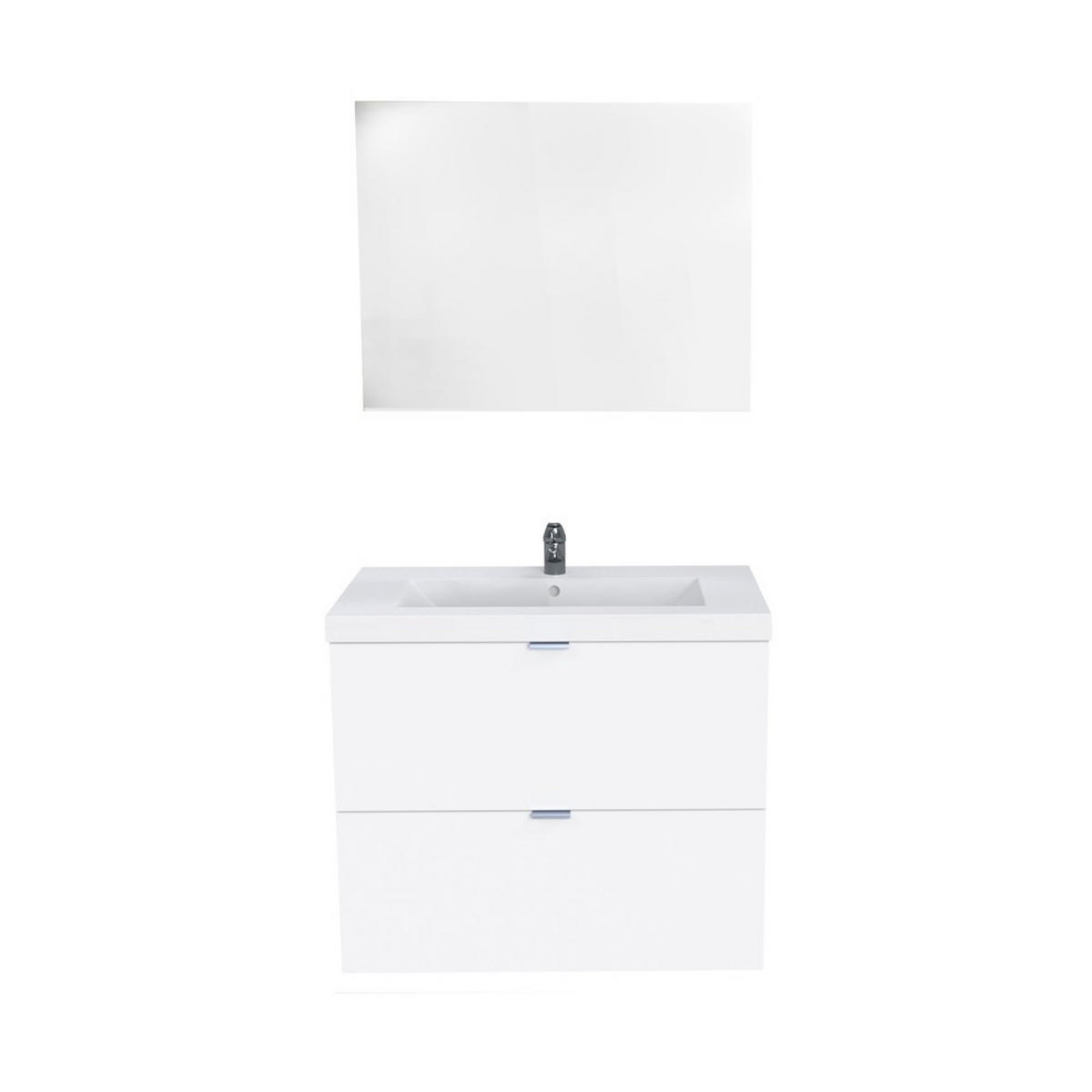 MÖBELSET MALAGA 80 cm + Waschbecken + Spiegel / Weiß - Weiß, Holzwerkstoff (81/70/81cm) - Weber Industries