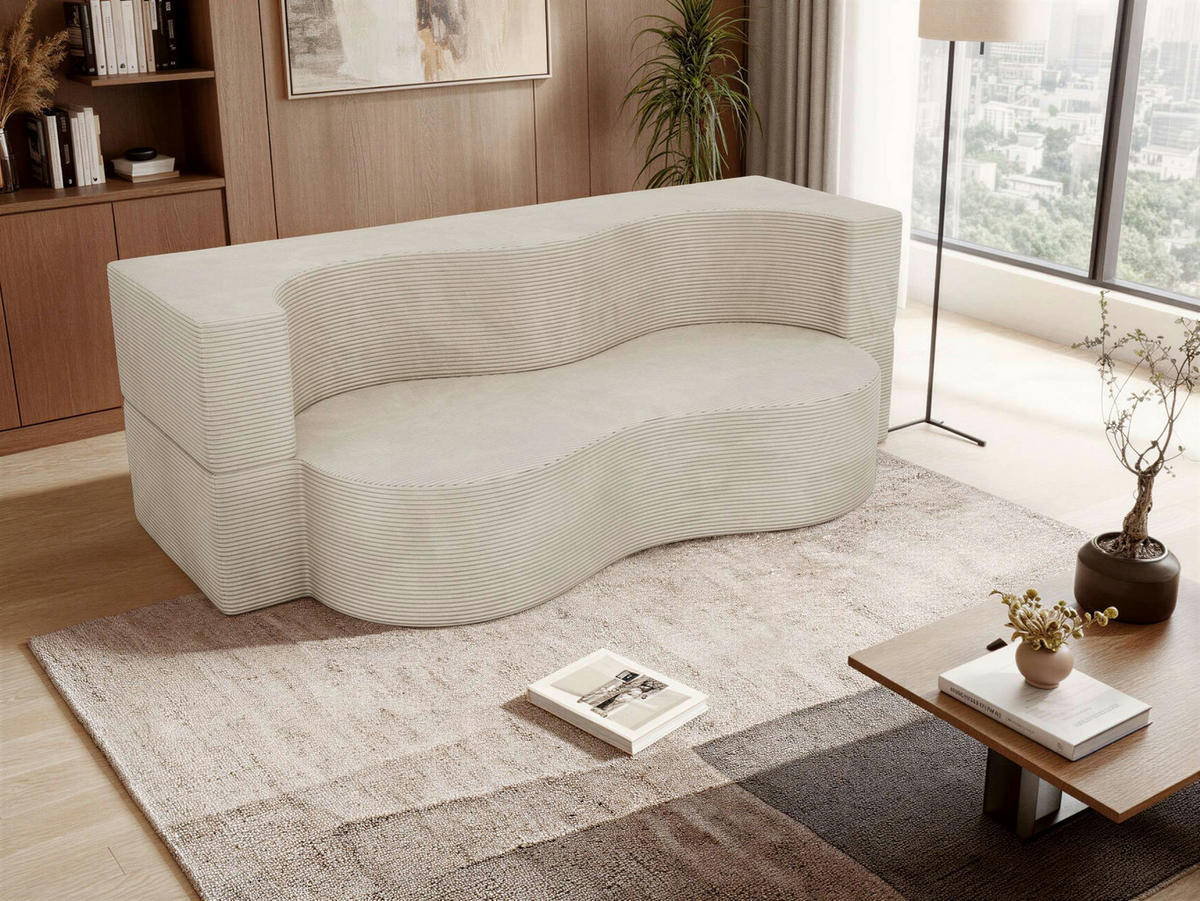 2-SITZER SOFA SANOA - Creme Cord - Creme, Textil (200/68/100cm) - MKS
