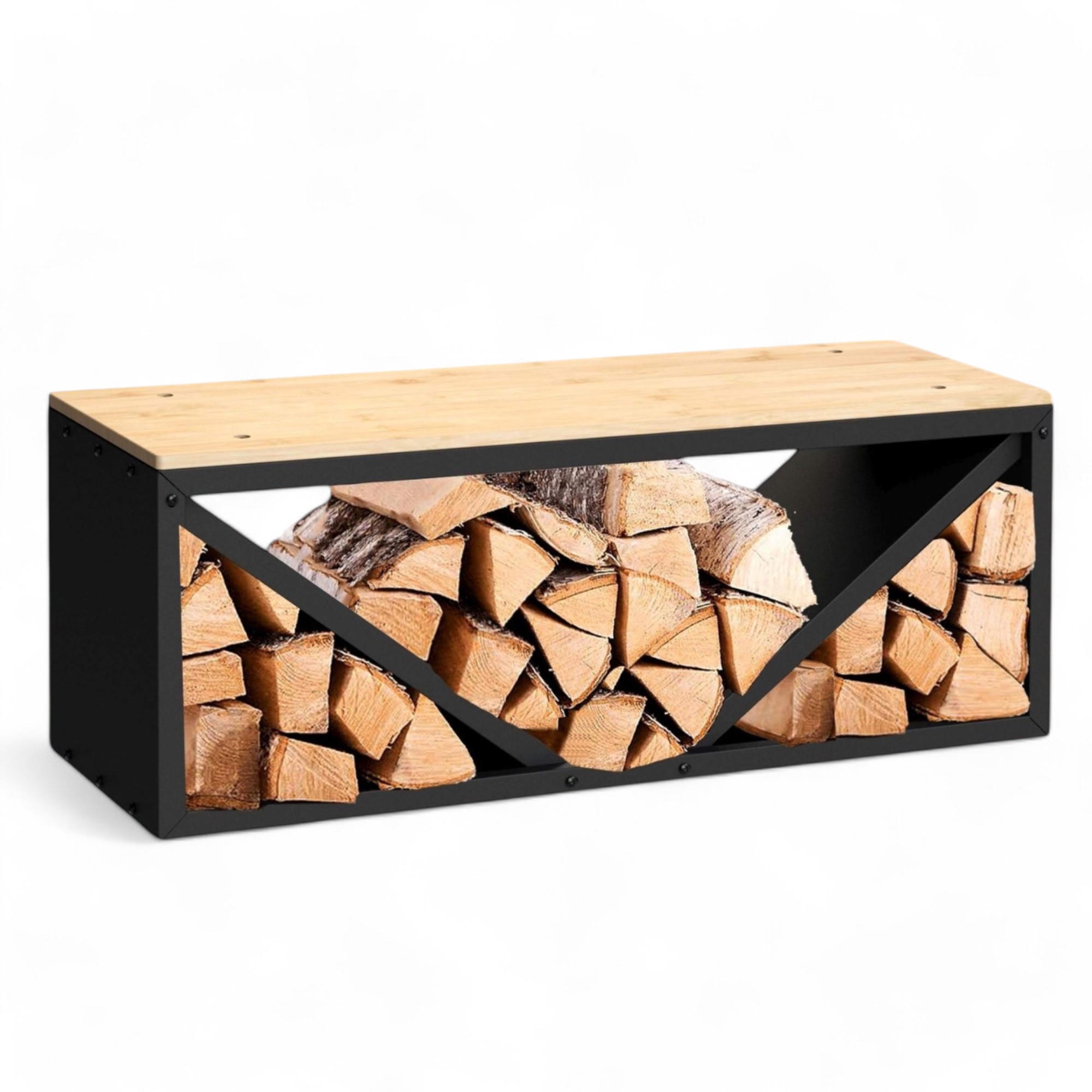 DanDiBo Kaminholzregal Schwarz 102x40x35 cm