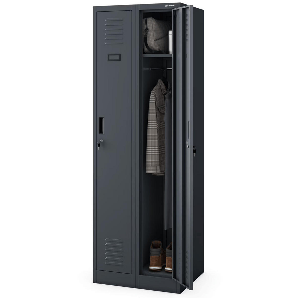 UMKLEIDESCHRANK Spind WIEN 2 Abteile 180x60x50cm Anthrazit - Anthrazit, Metall (60/180/50cm) - DELUKE