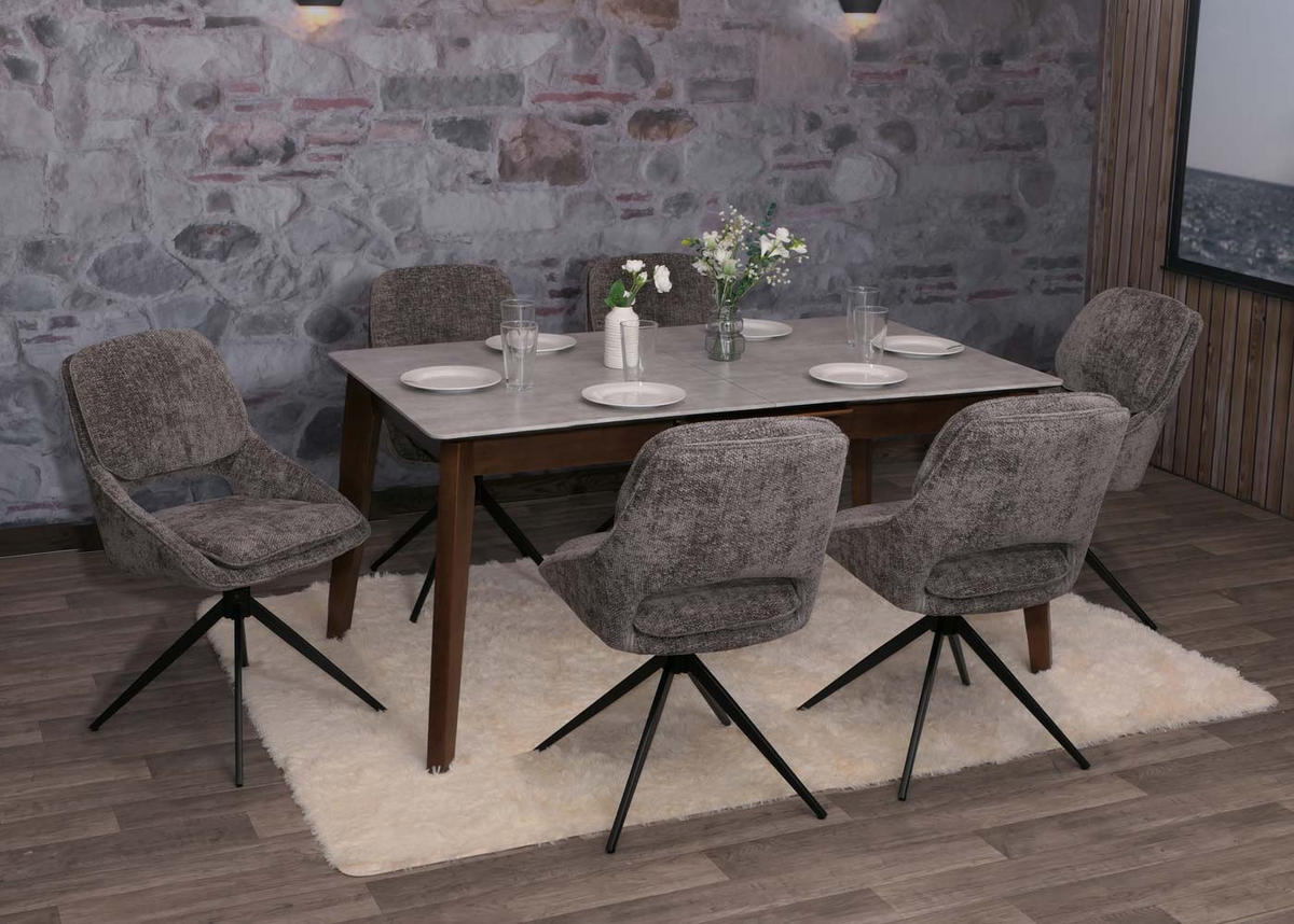 JEDÁLENSKÁ stolička, sivá, sada 2 ks - sivá/tmavosivá, textil (55/87/55cm) - MCW