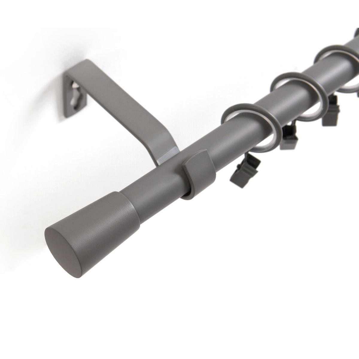 GARDINENSTANGE 1-lauf Kegel - Grau, Metall (140cm) - Deco-Raum