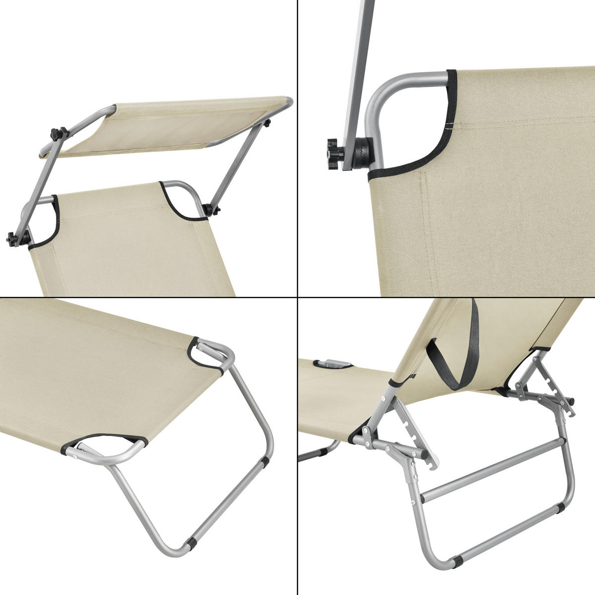 SONNENLIEGE-SET 2 TLG. Argozelo - Beige, Metall (186/24/55cm) - casa.pro