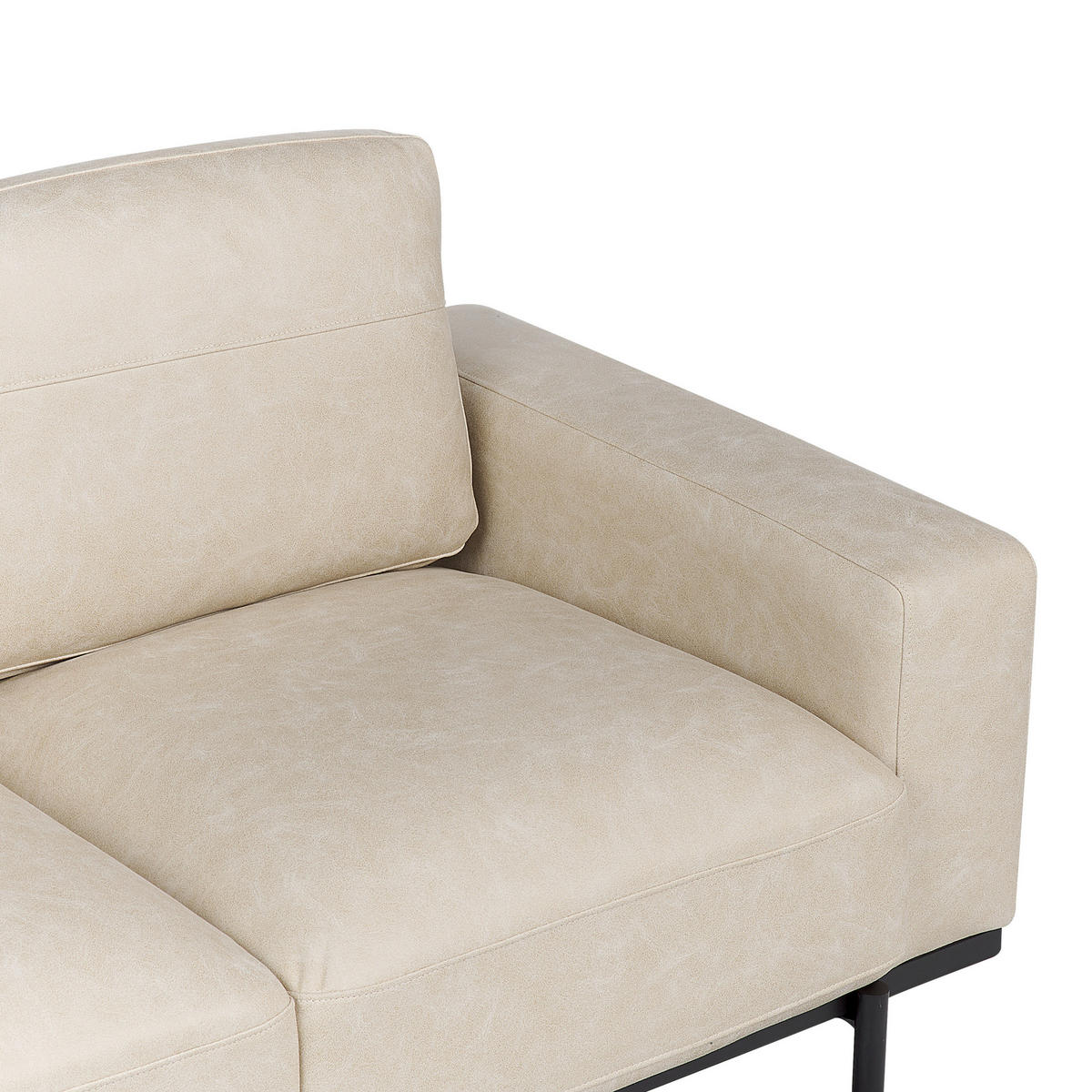 3-SITZER-SOFA Stoff cremefarben Lederoptik Sovik - Beige, Textil (215/72/87cm) - Beliani