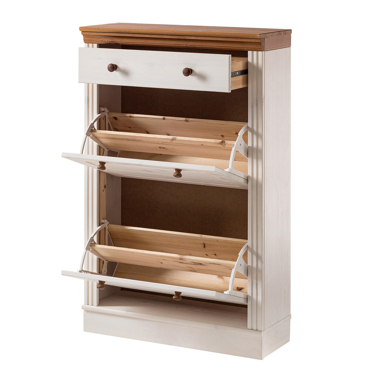 SCHUHKIPPER mit 2 Klappen - Weiß, Holz (70/108/27cm) - home24