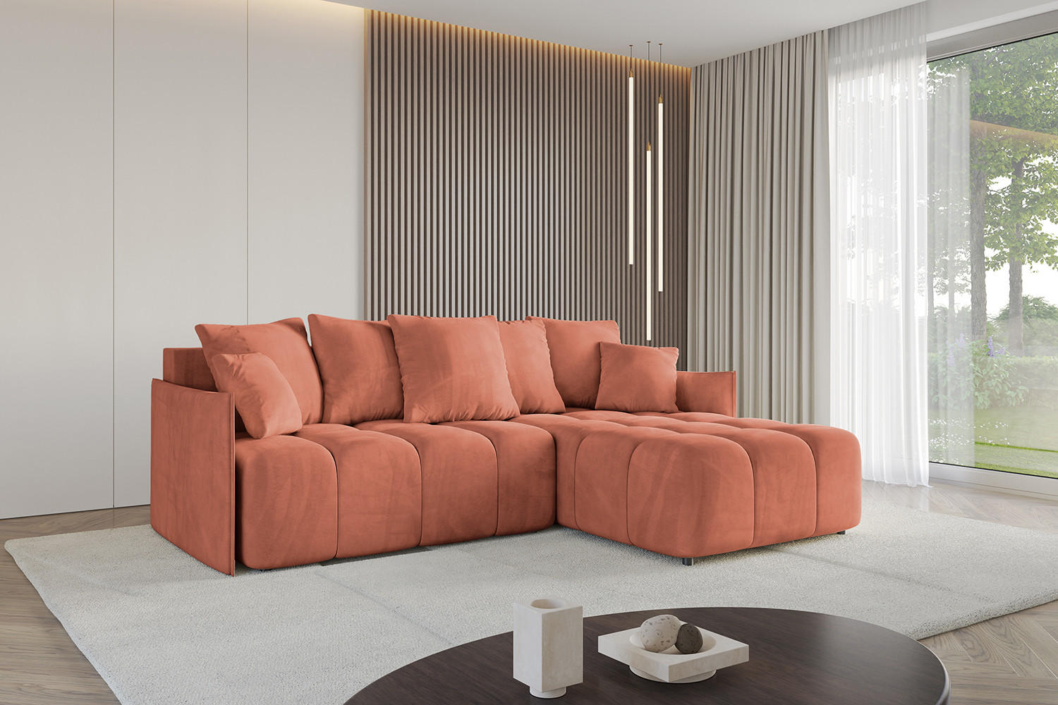 Thumbnail - Altdecor Ecksofa, Koralle, Textil, 4-Sitzer, L-Form, 251x189 cm, Wohnzimmer, Sofas & Couches, Wohnlandschaften, Ecksofas