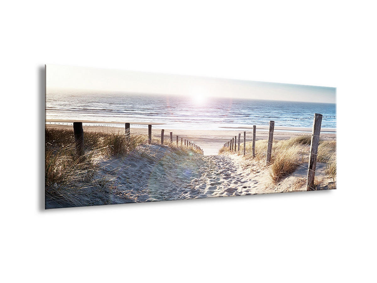 GLASBILD 80x30 cm Weg zum Meer - Gelb, Glas (80/30cm) - artissimo