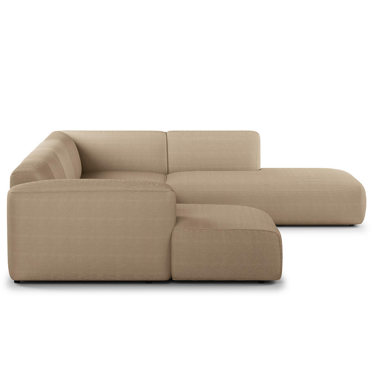 WOHNLANDSCHAFT mit Longchair - Taupe/Schwarz, Kunststoff/Textil (325/71/235cm) - home24