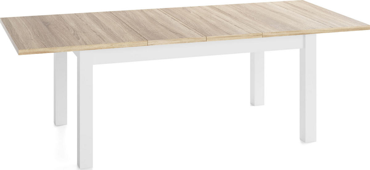ESSTISCH Lindberg Weiß ausziehbar verlängerbar rechteckig, Eiche Sonoma Hellbraun 200-300/100/77 cm - Weiß/Sonoma Eiche, Holz/Holzwerkstoff (200/100/77cm) - WFL GROUP