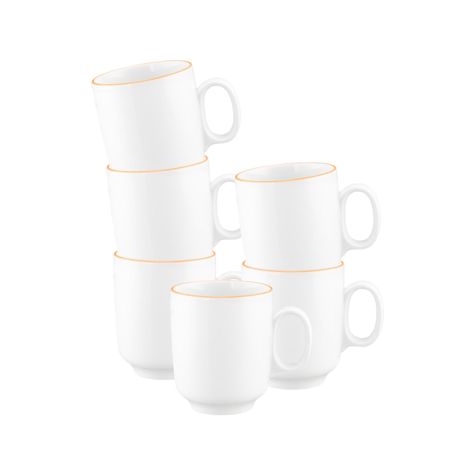 BECHER MIT HENKEL Sento Home Pure Lines Mango Orange 400 ml 6er Set - Orange, Keramik (0.4L) - Seltmann Weiden