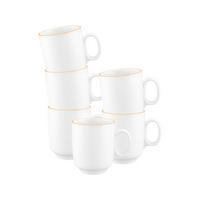 BECHER MIT HENKEL Sento Home Pure Lines Mango Orange 400 ml 6er Set - Orange, Keramik (0.4L) - Seltmann Weiden