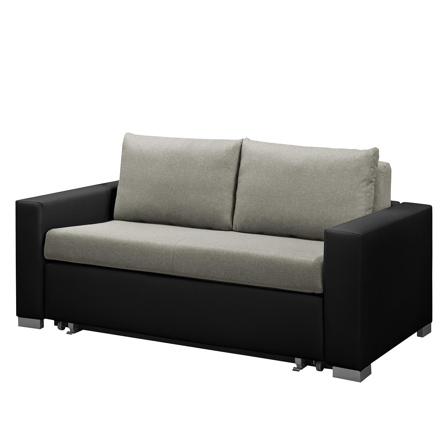 SCHLAFSOFA - Silberfarben/Schwarz, Kunststoff/Textil (153/90/90cm) - home24