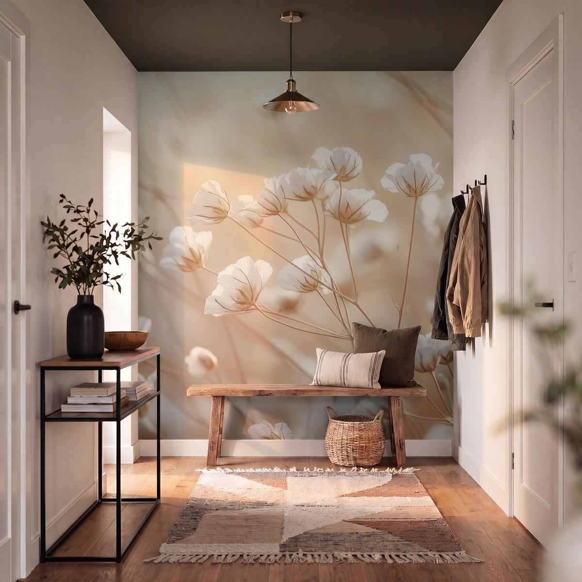 TAPETE - Wild - Blumen - Weiß - 160x200 cm - Creme, Papier (160/200cm) - OnlyWow