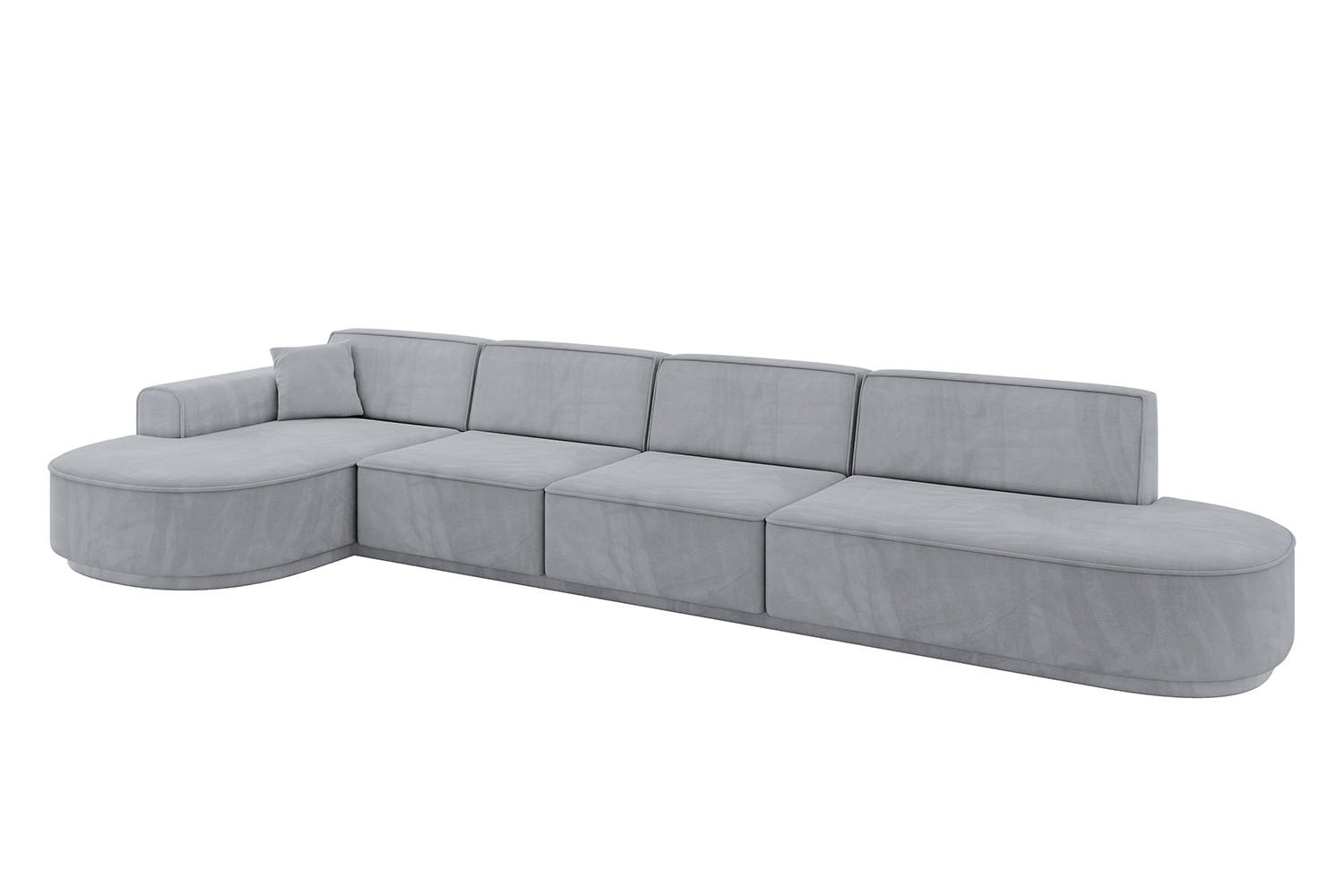 ECKSOFA Ottomane Links MARI-L3-v3 - 413x171x83 cm Grau Velours - Schwarz/Grau, Holzwerkstoff/Kunststoff (413/171cm) - ALTDECOR