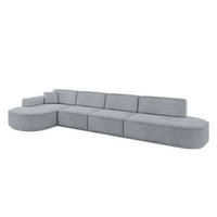 ECKSOFA Ottomane Links MARI-L3-v3 - 413x171x83 cm Grau Velours - Schwarz/Grau, Holzwerkstoff/Kunststoff (413/171cm) - ALTDECOR