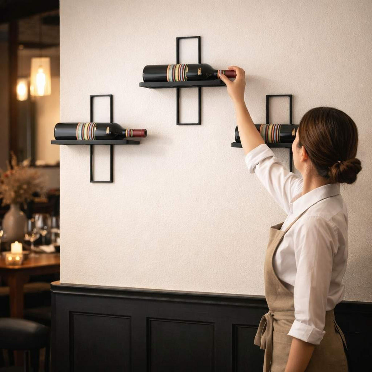 WEINREGAL D3 aus Metall Flaschenständer 3er Set - Schwarz, Metall (28/28/8.5cm) - DanDiBo