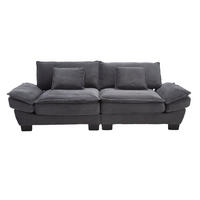 SOFA 2-Sitzer Velours Dunkelgrau mit Kissen und robustem Holzrahmen 224/81/81 cm - Dunkelgrau, Textil (224/81/81cm) - OKWISH