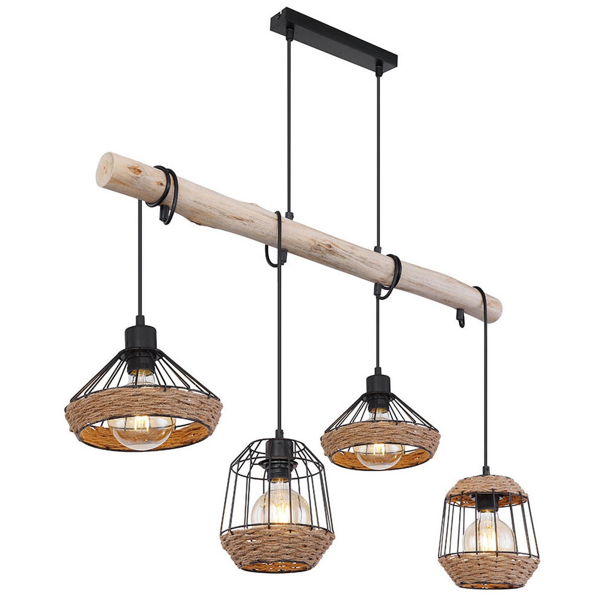 HÄNGELEUCHTE SURRI Braun Hanfseil - Braun, Holz (105/21/120cm) - Globo Lighting