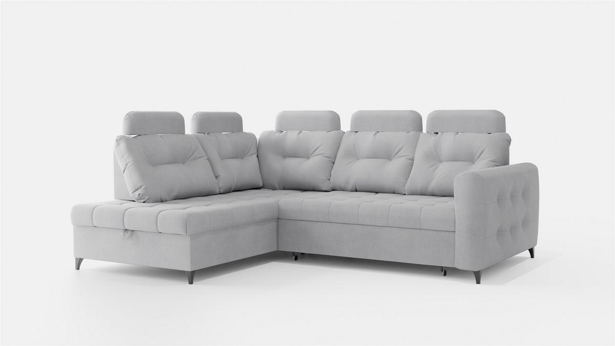 ECKSOFA Wendie - Hellgrau, Holzwerkstoff/Textil (200/250cm) - Fun Möbel