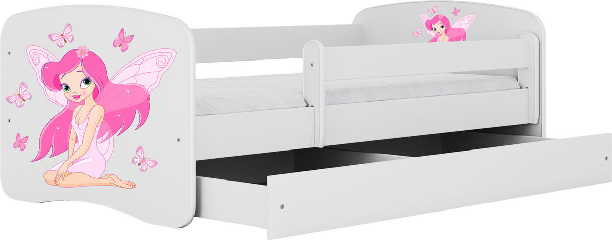 KINDERBETT Emily mit Schublade und Matratze, Weiß 80x180 cm - Weiß/Rosa, Holzwerkstoff (180/80cm) - WFL GROUP
