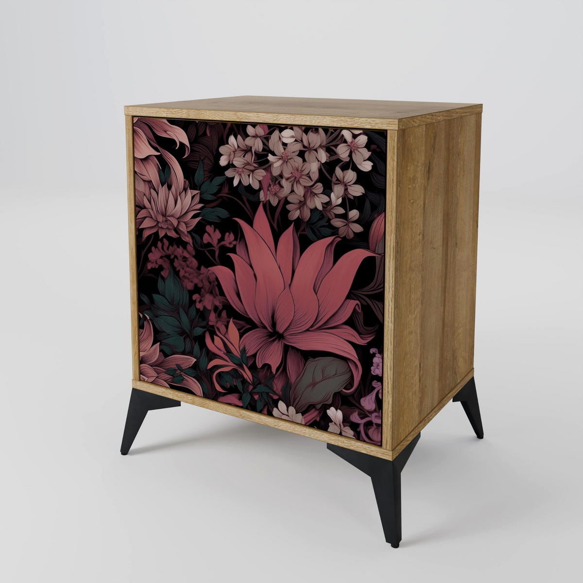 SIDEBOARD FLORAL WHISPER, Eichefarben, 57,5x42x57,5 cm, Ohne Füße - Eichefarben/Multicolor, Holzwerkstoff (57.5/57.5/42cm) - SpaceRebels