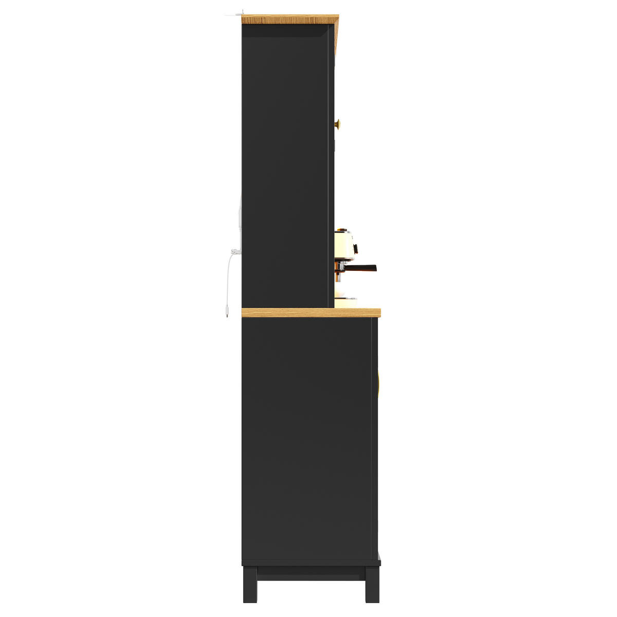GESCHIRRSCHRANK aus MDF 105.5x40x180cm in Schwarz mit LED-Lichtleiste - Schwarz, Holzwerkstoff (105.5/180/40cm) - Modfu
