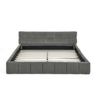 POLSTERBETT 140/200 cm mit Chenille-Bezug, Steppdesign und stabilem Holz-Metall-Rahmen, Dunkelgrau - Dunkelgrau, Kunststoff (140/200cm) - Redom