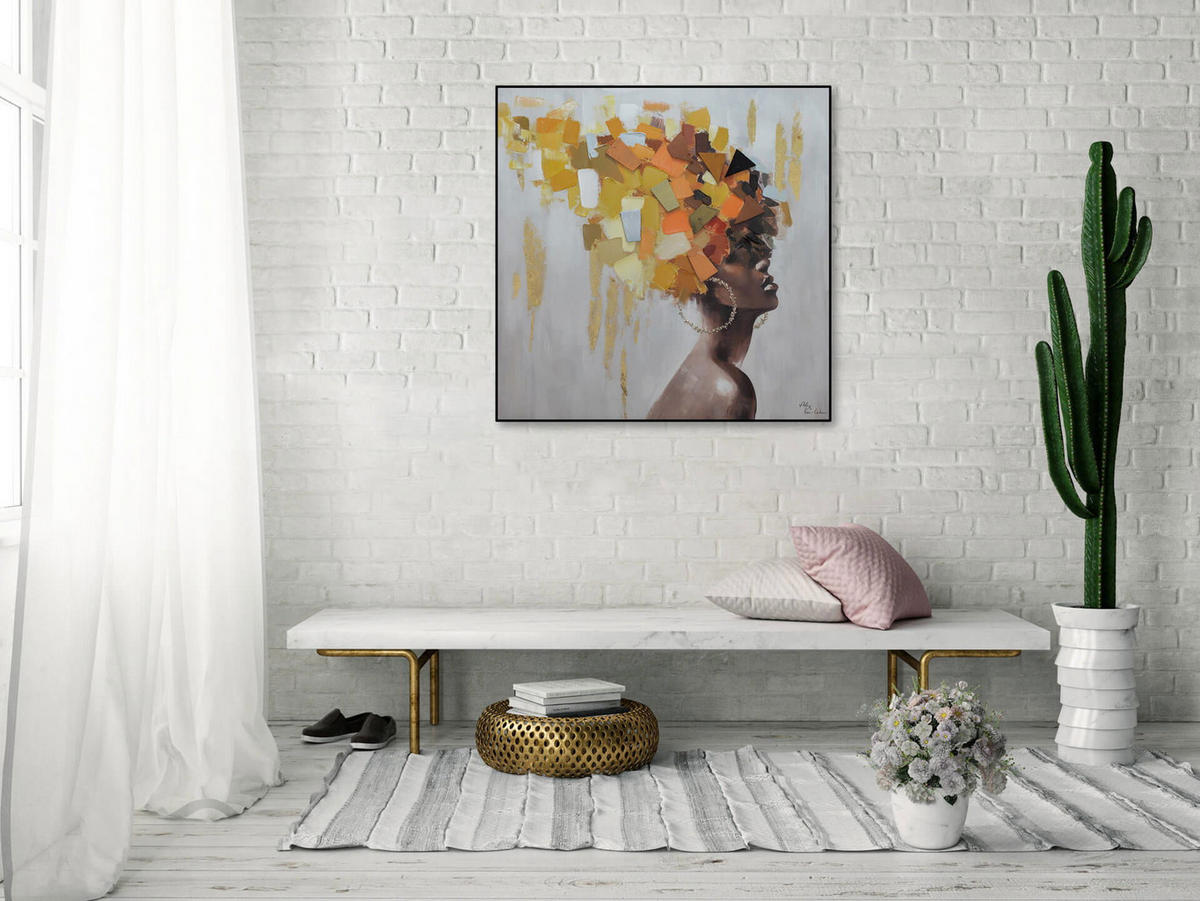 ÖLGEMÄLDE 80/80 cm - Braun/Grau, Holz/Textil (2/80cm) - KUNSTLOFT