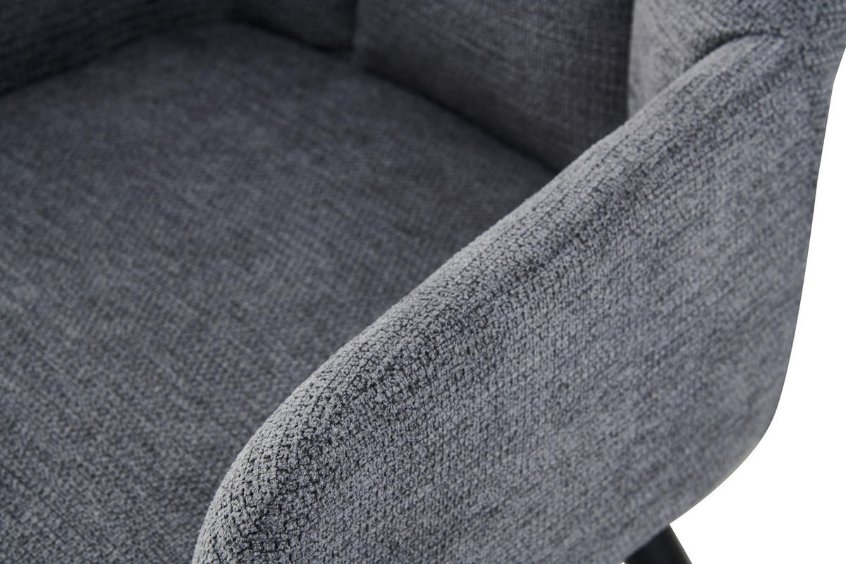 ARMLEHNENSTUHL Bella anthrazit 2er Set - Anthrazit/Schwarz, Textil/Metall (55/82/62cm) - Xonox