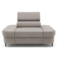 SESSEL PRIAM mit verstellbare Kopfstütze Velours Beige - Beige/Schwarz, Holz/Textil (145/97/105cm) - Muffo