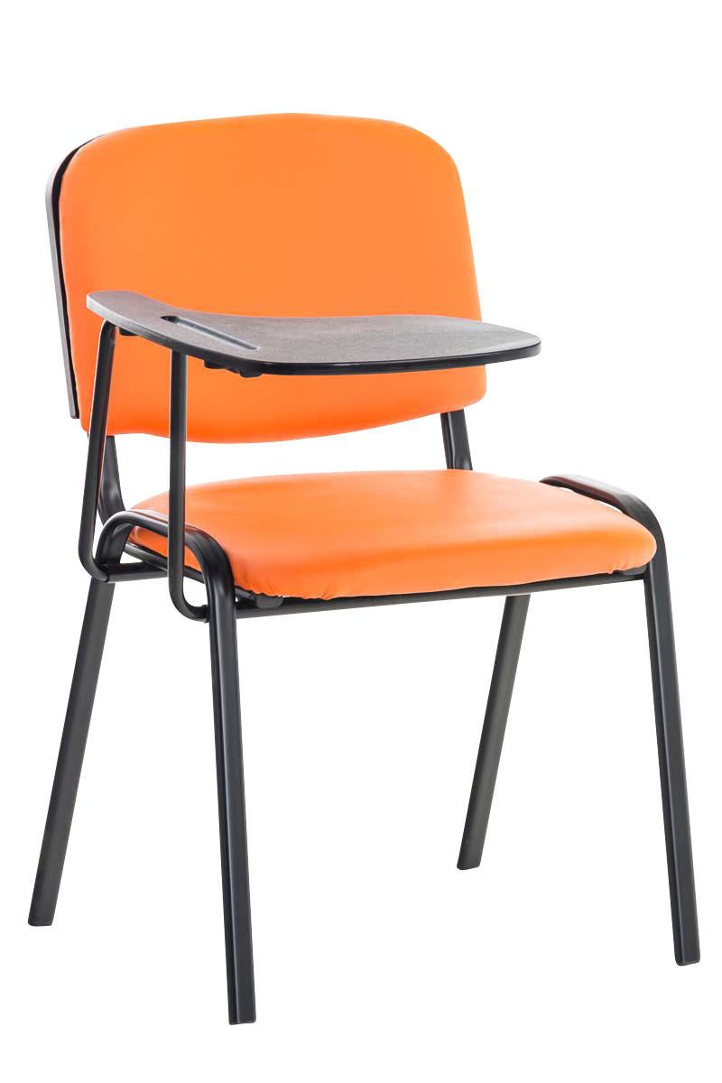 BESUCHERSTUHL Keen mit Klapptisch, Kunstleder mit Gestell Schwarz / Bezug Orange - Schwarz/Orange, Textil/Metall (53/81/53cm) - TPFLiving
