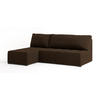 ECKSOFA DOMIRA Braun Plüsch-Stoff mit Schlaffunktion - Braun, Holz (200/141cm) - MASSENO
