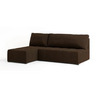 ECKSOFA DOMIRA Braun Plüsch-Stoff mit Schlaffunktion - Braun, Holz (200/141cm) - MASSENO