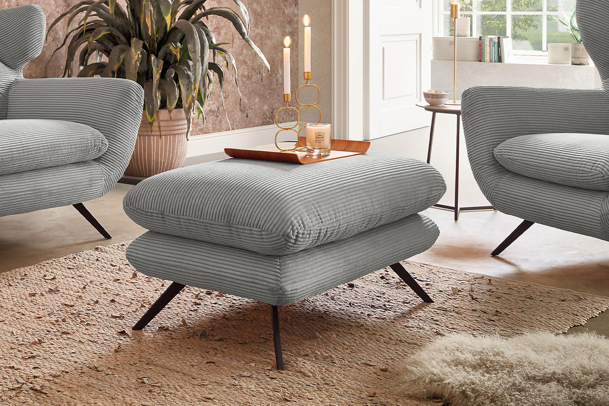 HOCKERBANK CHARME Hellgrau - Hellgrau, Textil (120/45/70cm) - KAWOLA