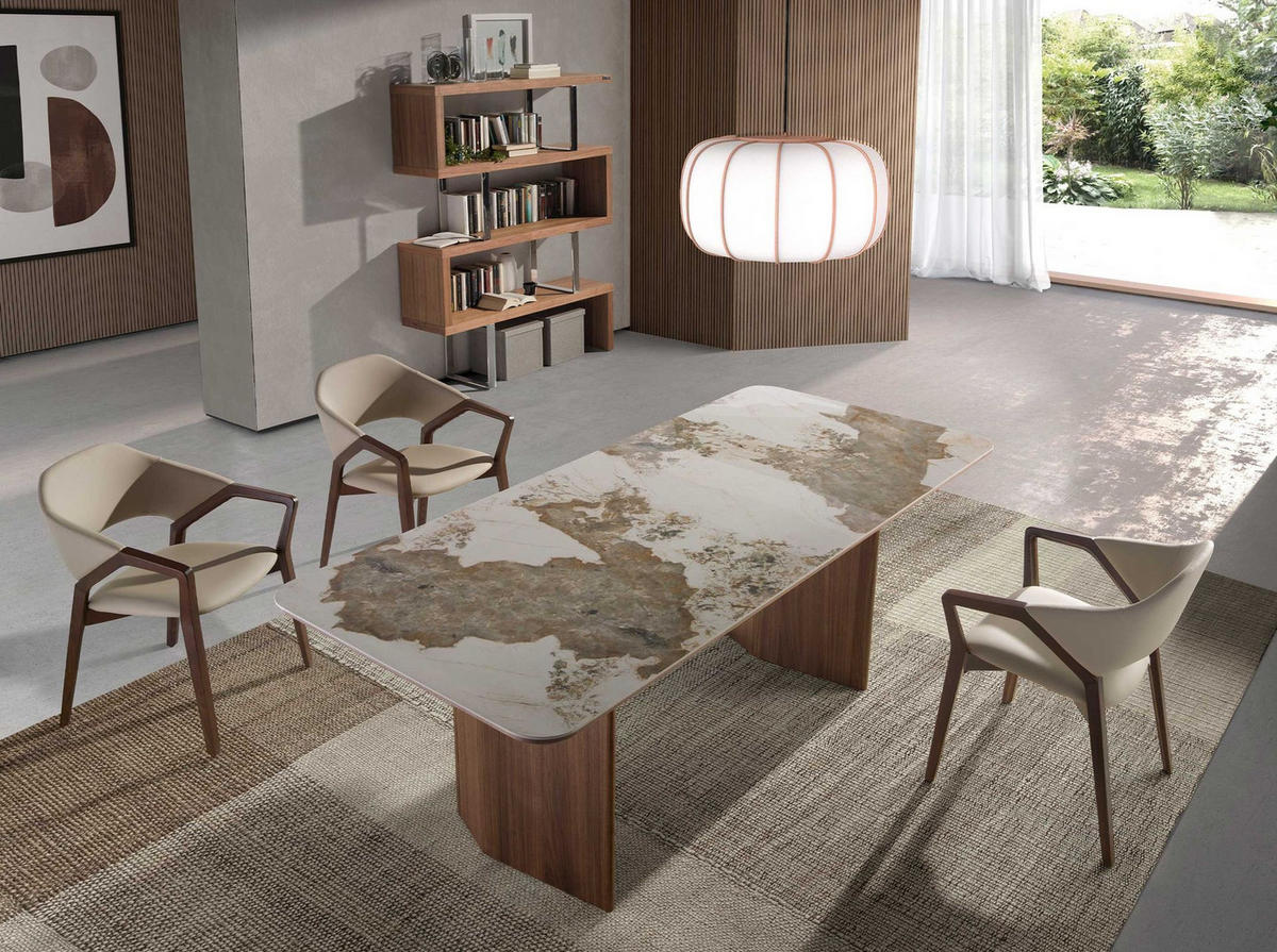 STUHL Nerz aus Kunstleder 57/58/80 cm - Fango/Nussbaumfarben, Leder/Holz (57/80/58cm) - ANGEL CERDA