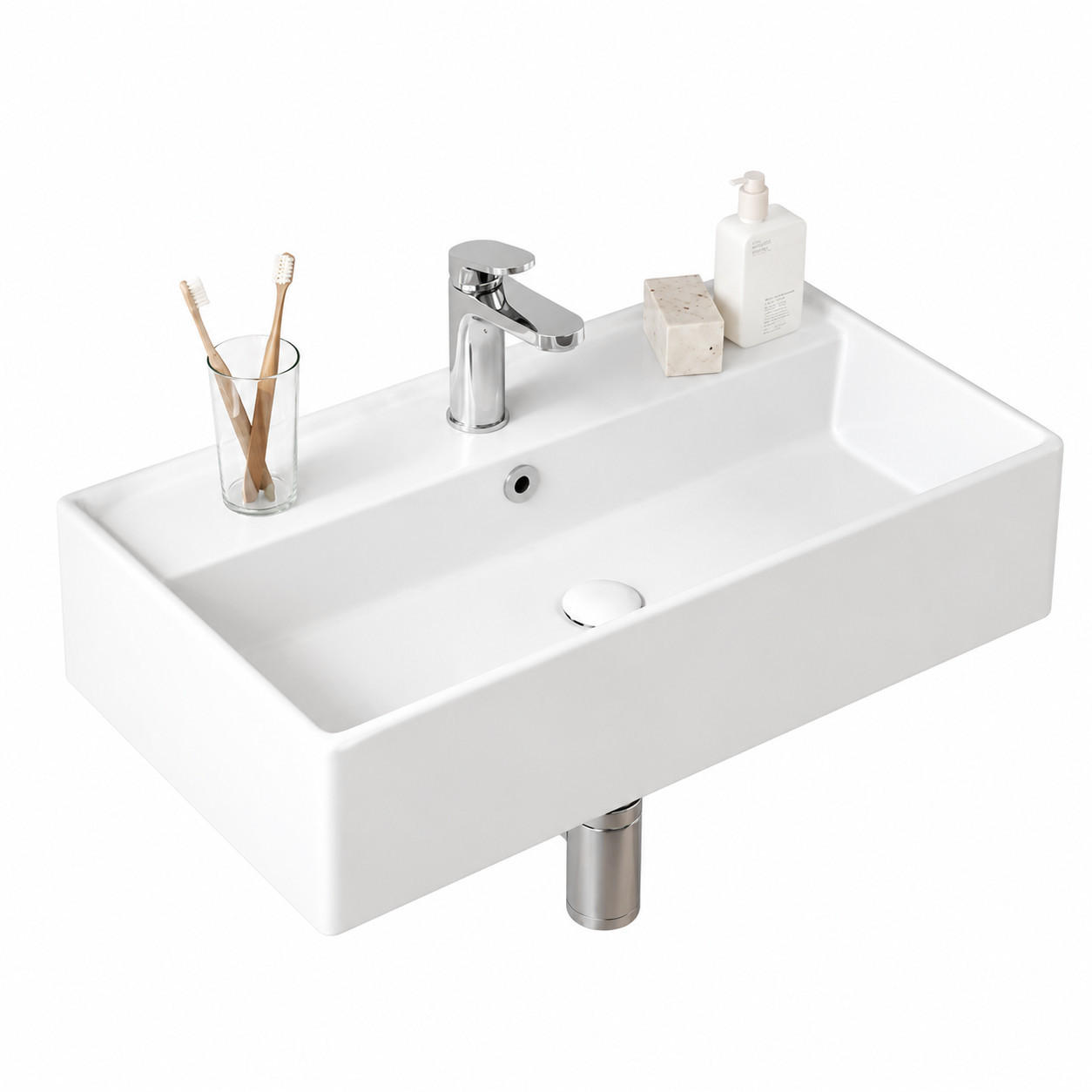 WASCHBECKEN mit Hahnloch Width 31CM - Weiß, Keramik (31/13/55cm) - HOROW