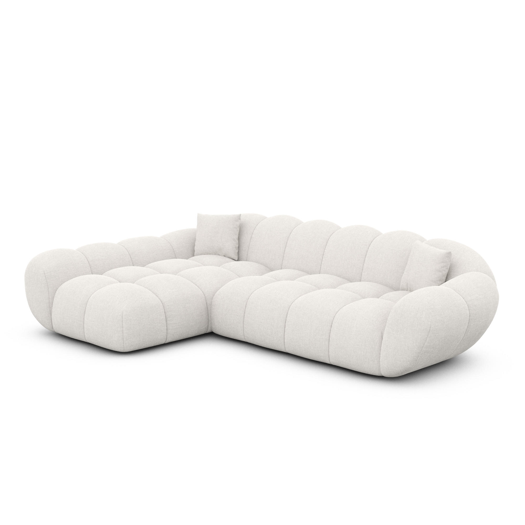 ECKSOFA Liva Weiß Strukturstoff L-Form Links - Weiß, Textil (265/160cm) - VAROYAL