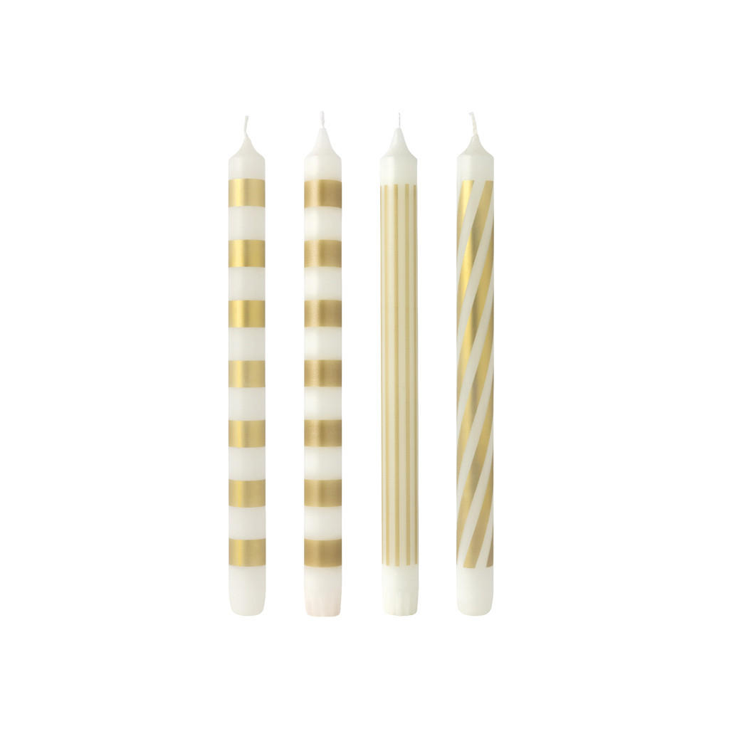 STABKERZEN-SET Christmas Chic weiß-gold 29 cm 4-tlg. - Goldfarben/Weiß, Naturmaterialien (2/29/2cm) - Villeroy & Boch