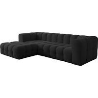 ECKSOFA Mochi L-Form 5-Sitzer Links, Samt, Schwarz 290/75/193 cm - Schwarz Hochglanz/Schwarz, Kunststoff/Textil (290/193cm) - WFL GROUP