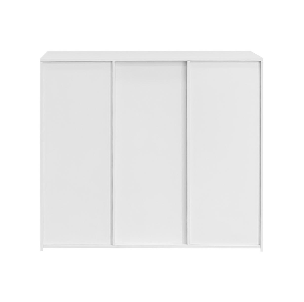 SIDEBOARD 95/35/83 cm in Weiß mit Hochglanz-Front & Glasregalen - Weiß, Holzwerkstoff (95/83/35cm) - BEAOK