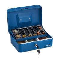 GELDKASSETTE Euro - Blau, Kunststoff/Metall (25/9/18cm) - Relaxdays