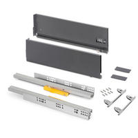 AUSSENSCHUBLADE Vertex mit Push Synchro und 3D-Regelung, 178mm hoch, 40Kg, Tiefe 350mm, Stahl, Anthrazitgrau - Grau, Metall (1.3/18/35cm) - EMUCA