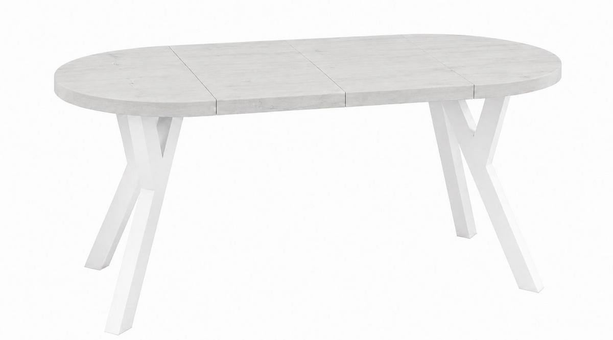 ESSTISCH ausziehbar rund ATO, 100-200 cm, Dekor Sosna, weiße Holzbeine - Weiß/Kieferfarben, Holzwerkstoff/Buchenholz (100/100/77cm) - VENASI MÖBEL