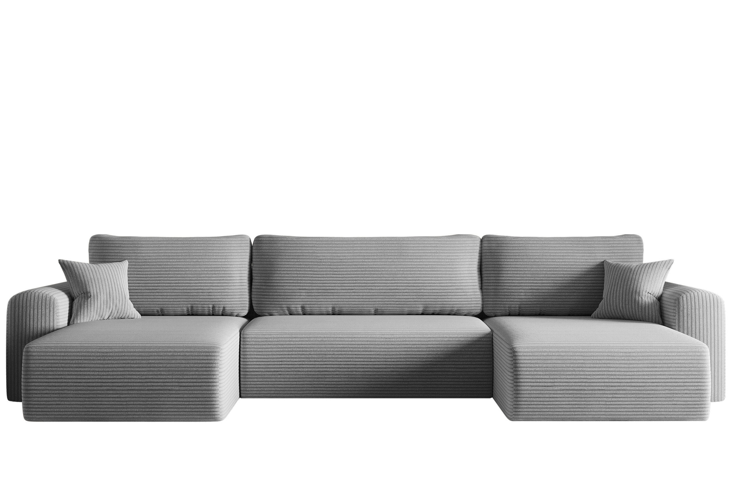 ECKSOFA Mit Schlaffunktion Und Bettkasten U-form CAPRI Poso Hellgrau - Hellgrau, Holz/Textil (145/362cm) - Kaiser Möbel