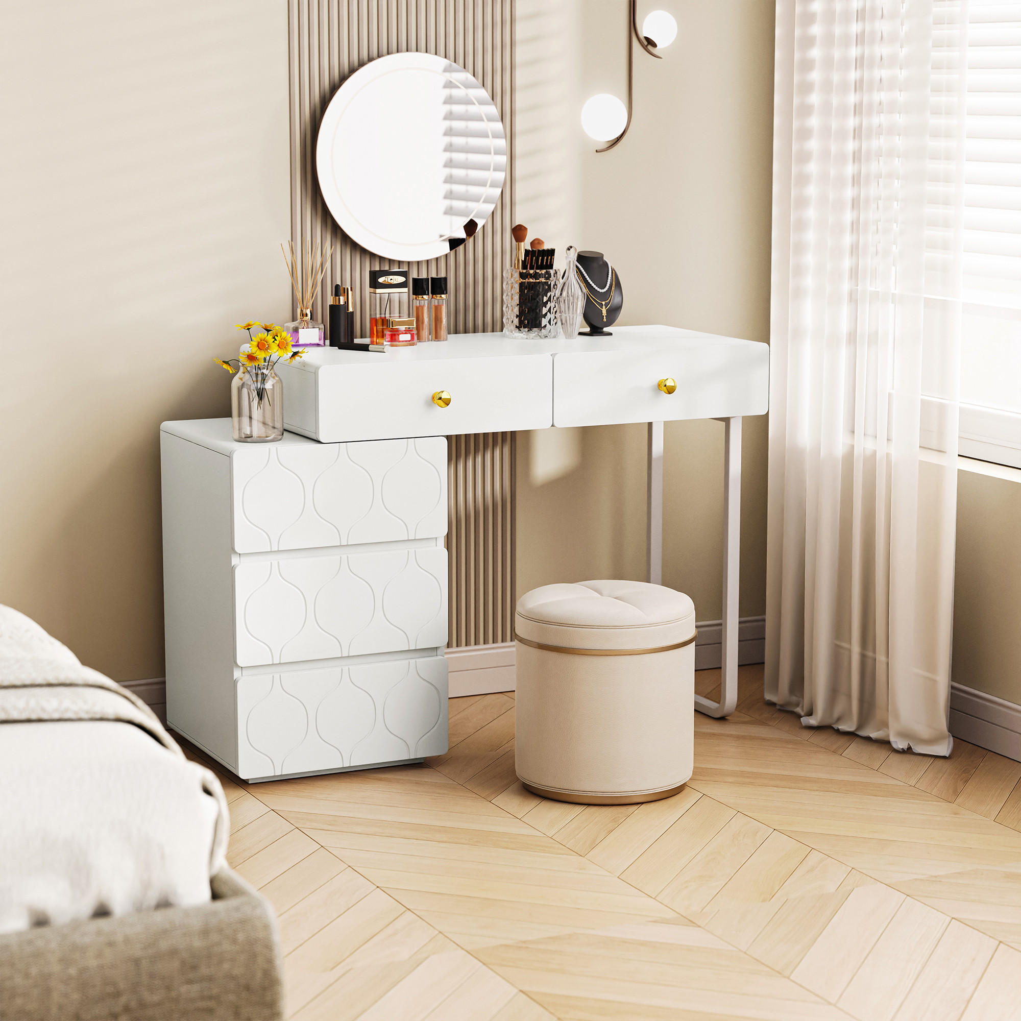 KONSOLENTISCH mit Metallfüßen und Rillen-Design - Schwarz, Holzwerkstoff/Metall (37.5/120/80cm) - Urban Meuble