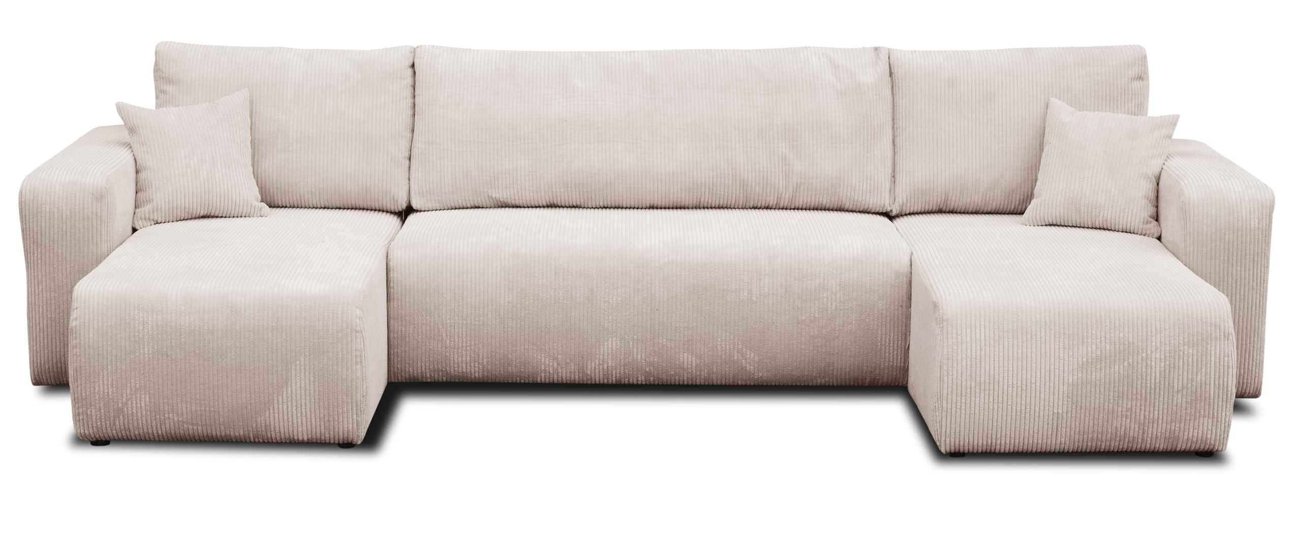 WOHNLANDSCHAFT LUNA U-FORM mit Schlaffunktion und Bettkasten (Beige) - Beige, Textil (312/83/142cm) - VENASI MÖBEL